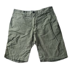 Banana Republic green cream checkered 100% cotton mens shorts size 31